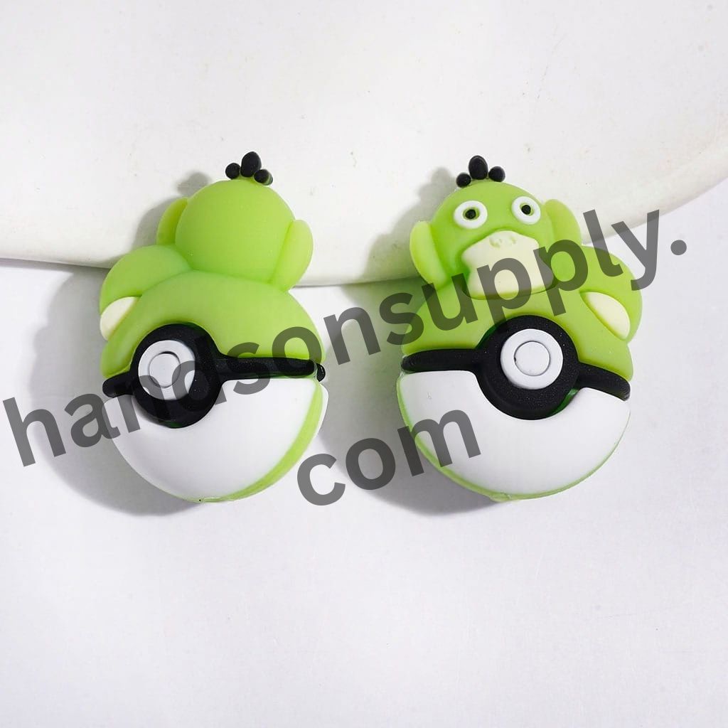 3D Adorable Duck Character Resting on Magic Ball Silicone Focal Beads, 20*30MM, Multi-Color
