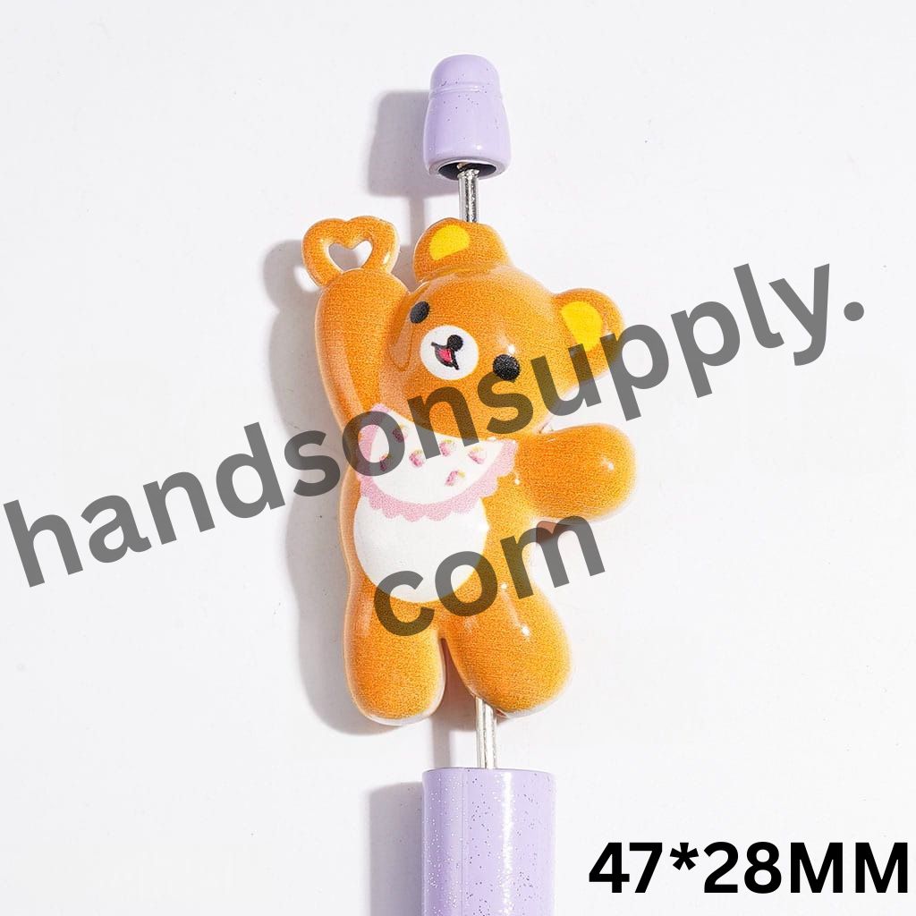 Adorable Relaxed Sitting Bear Character Acrylic Pendants, 47*28MM, Random Mix