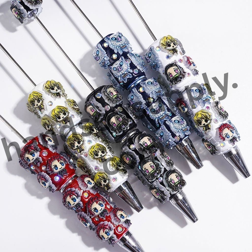 Cute Japanese Cosplay Cartoon Character Series with Sparkling AB Rhinestone Beadable Clay Pens
