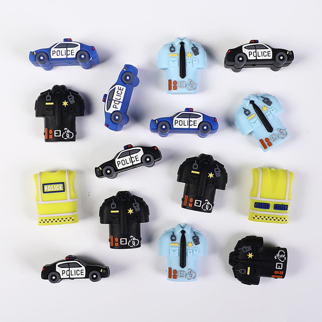 3D Police Series Uniform & Police Car Design Silicone Focal Beads