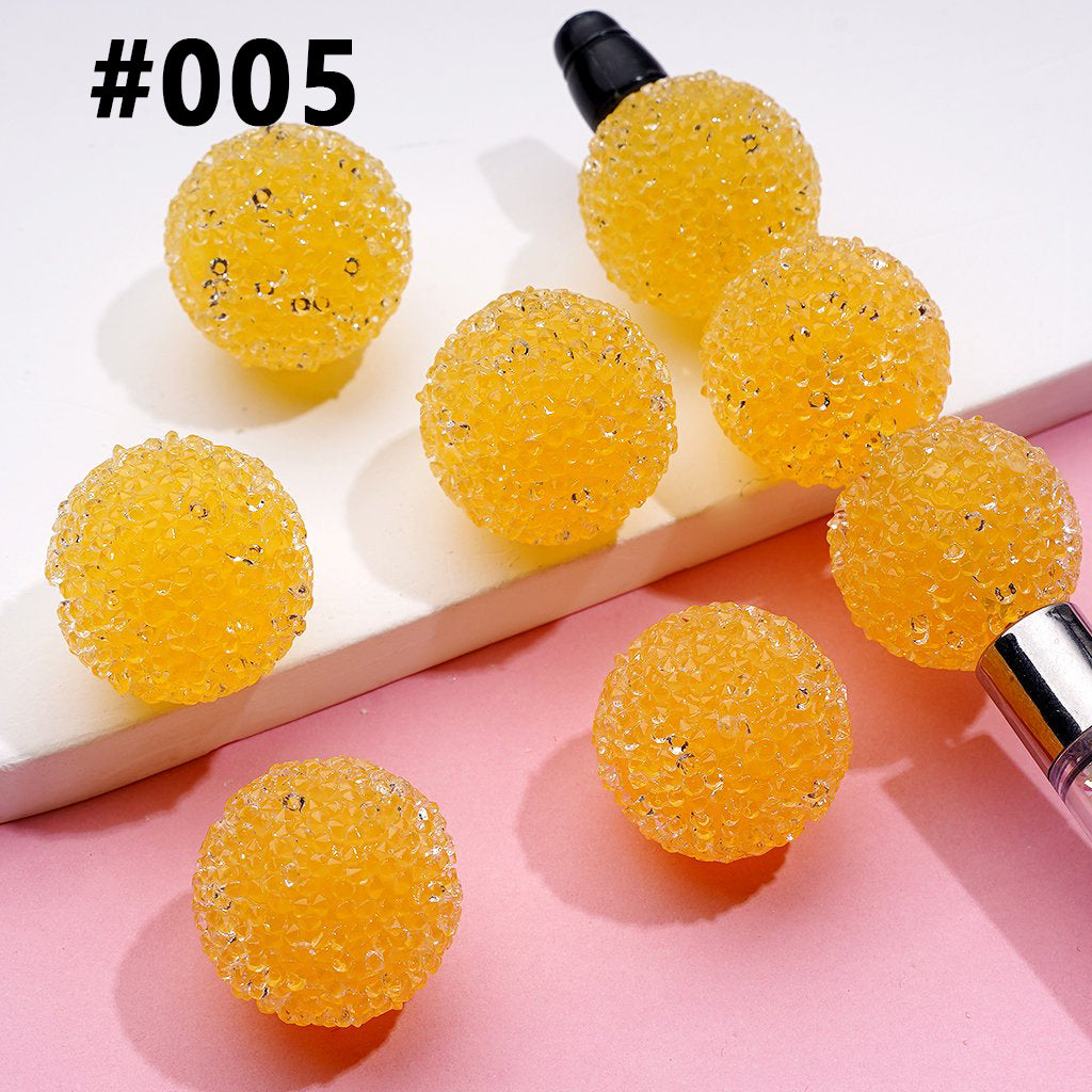 Clear Rhinestones Candy Hard Sugar Beads in Solid Colors Round 20mm