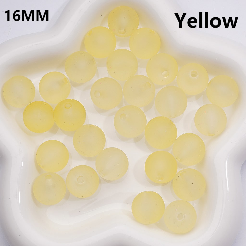 Multi-Color Frosted Matte Translucent Round Acrylic Beads, 16MM