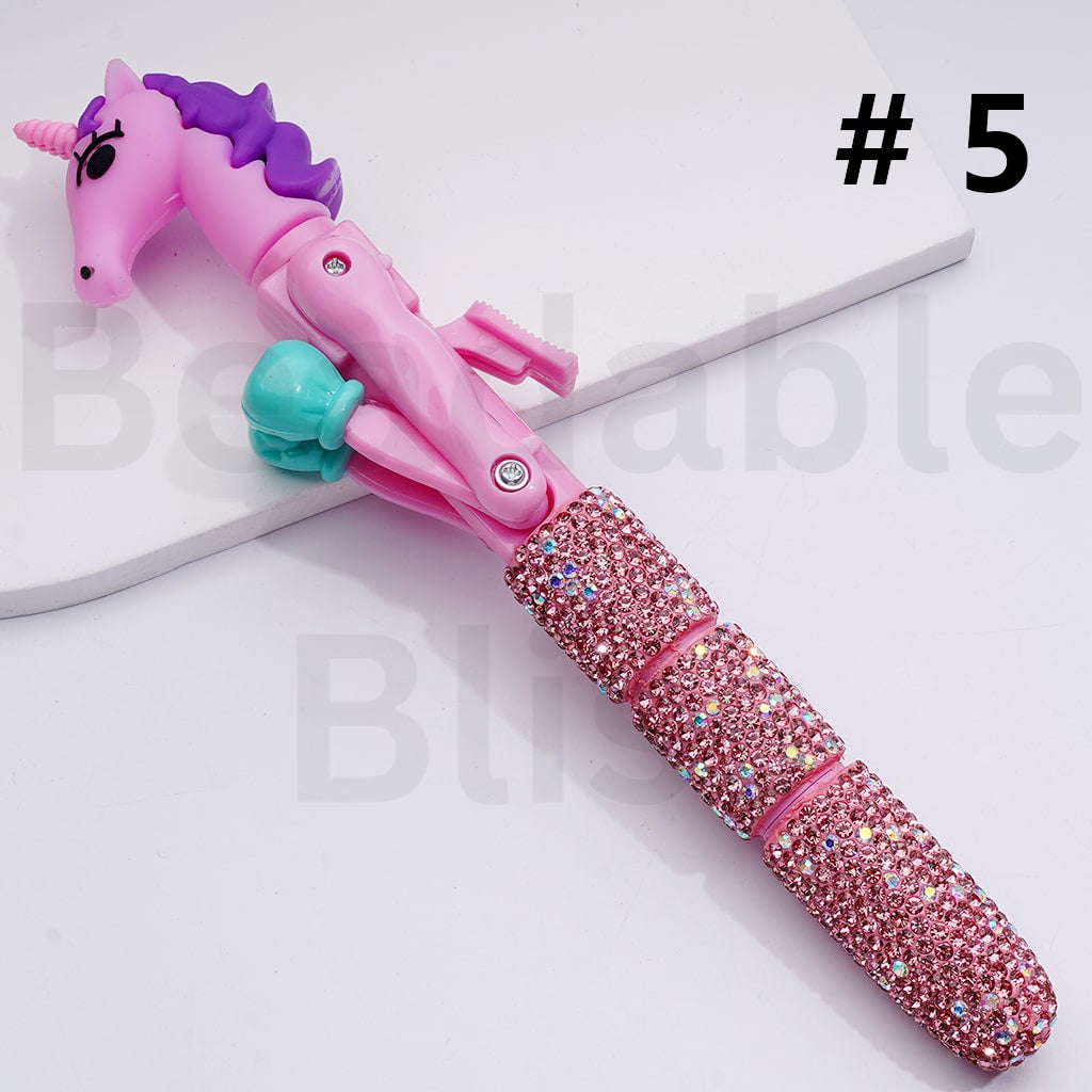 Cute Large Cartoon Kurom Elk Bear Alien Cat Astronaut Unicor Ghost Face Pumpkin with Movable Boxing Arms Shiny Rhinestones Beadable Clay Pens