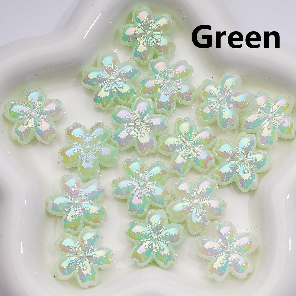 Luminous Cute Five-Petaled Flowers UV Coating Acrylic Beads 24MM (Single Color is available for 200pcs Whole bag)