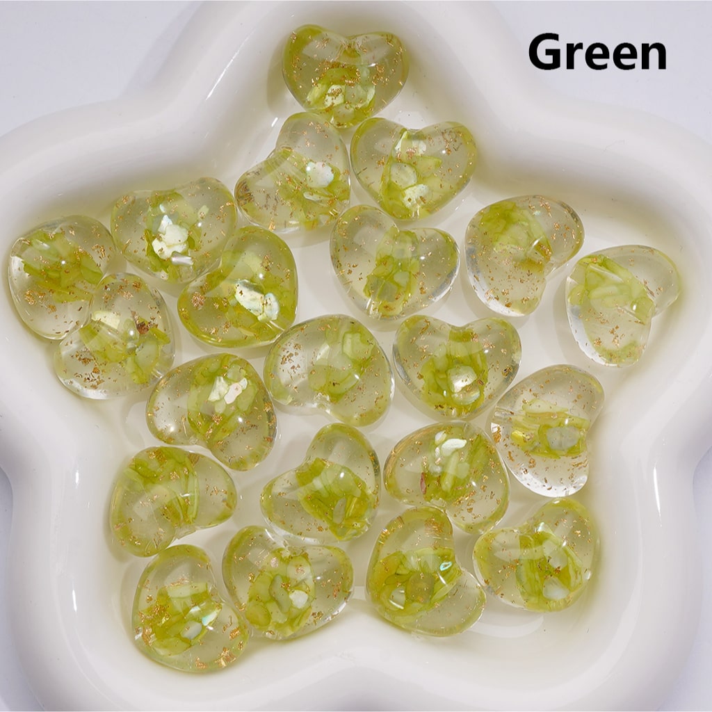 Clear Heart Acrylic Beads with Multi-Color Shells & Gold Foil Paper (Single Color is available for 200pcs(Whole bag))