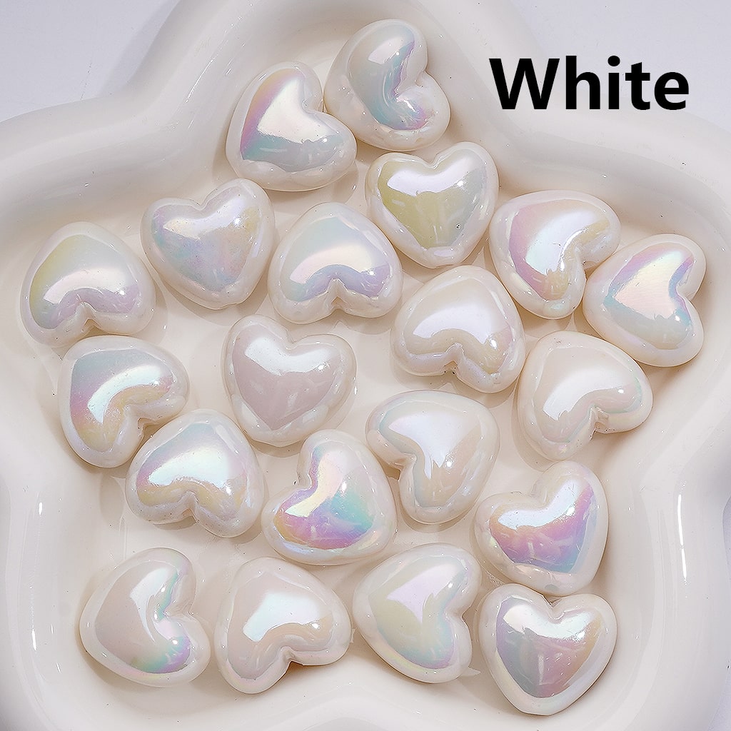 Luminous Hearts UV Coating Acrylic Beads 22*19MM (Single Color is available for 200pcs Whole bag)