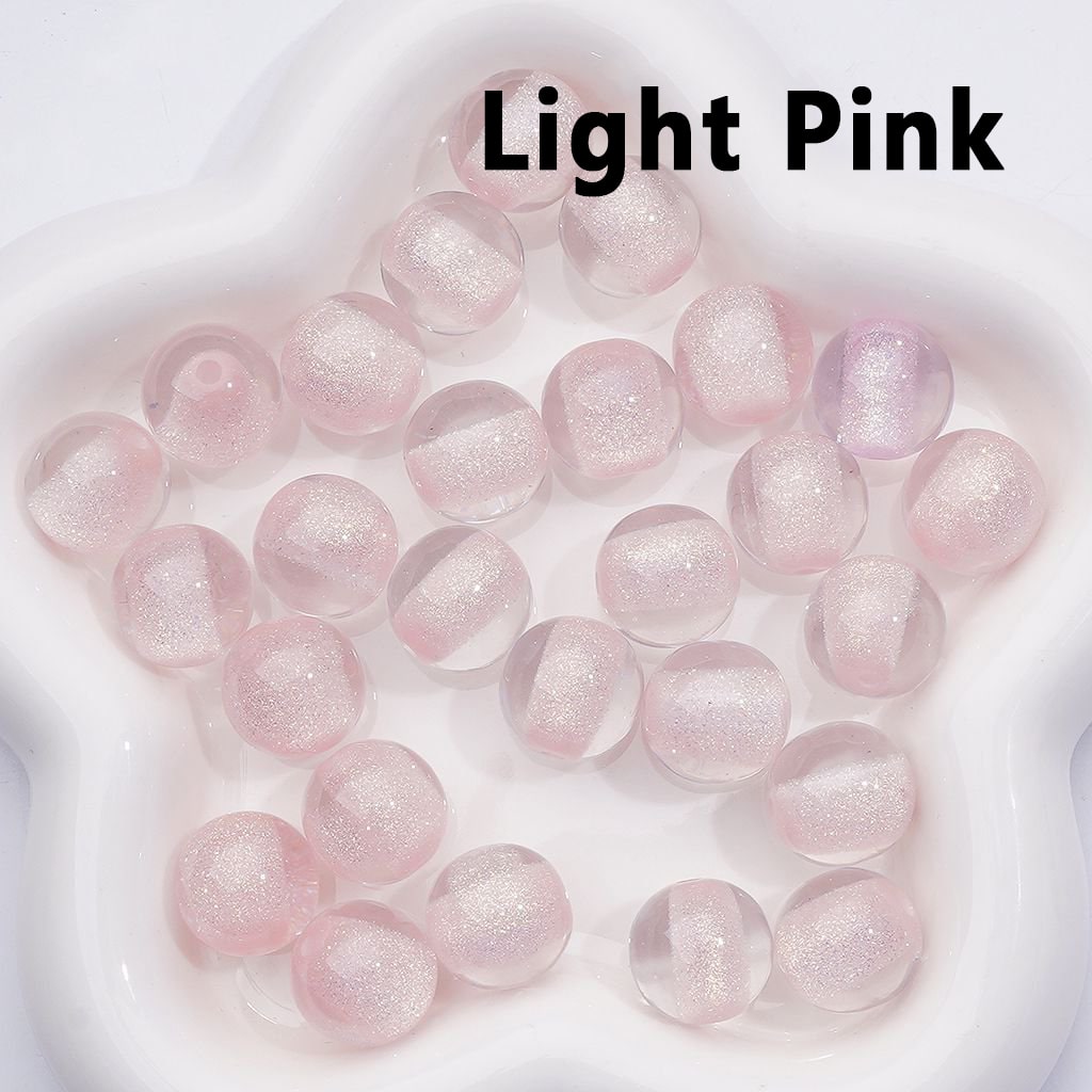 Multi-Color Luminous Glitter Sugar Core Inside Clear Round Acrylic Beads 16MM