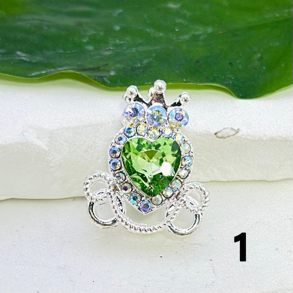 Bling Bling Silver Alloy Heart Crown with Mini Bling Bling AB Rhinestones Colorful Heart Rhinestones Beads, Around 26*22MM