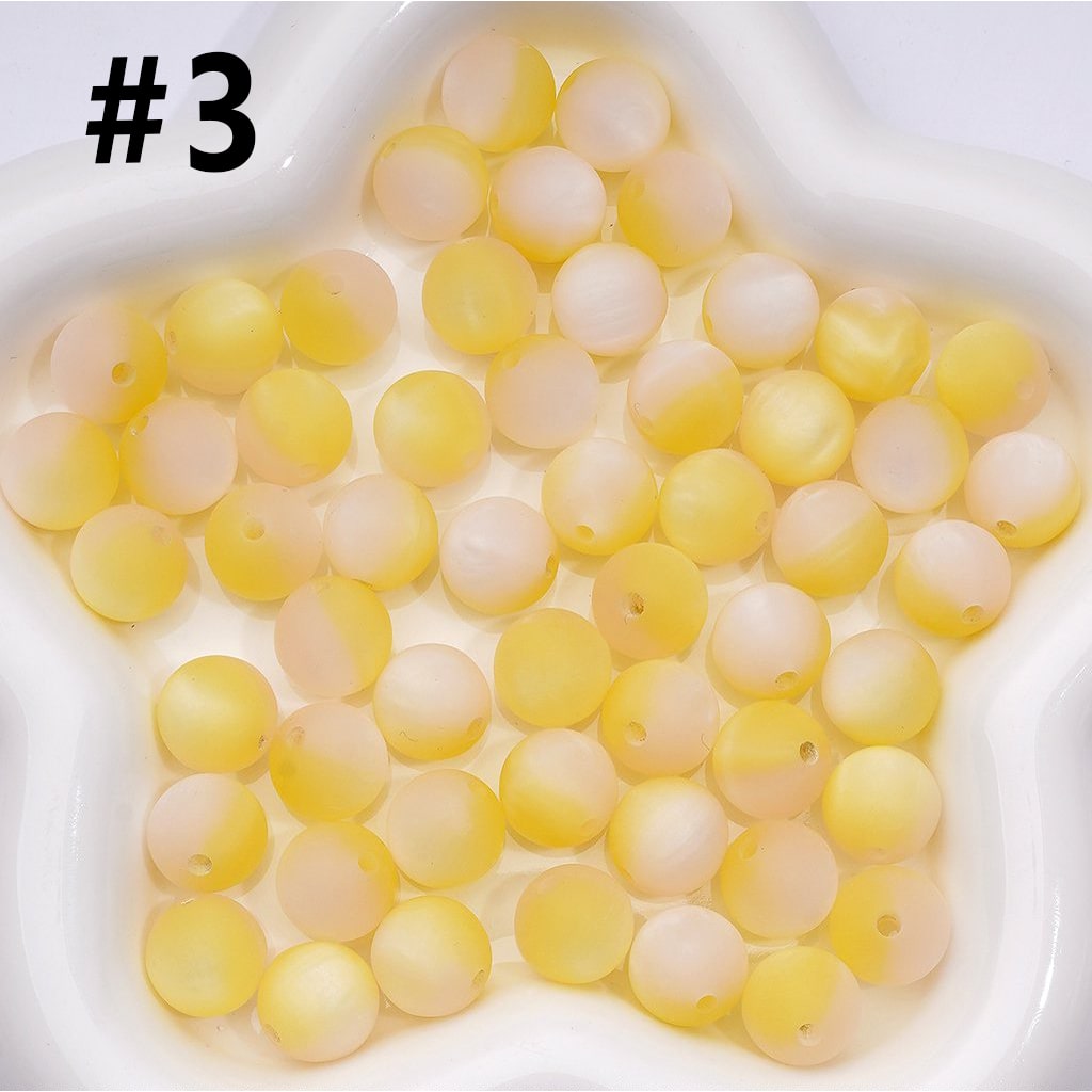 Charming Dual-Tone Cat Eye Acrylic Beads – Frosted Matte Round Design, 12MM
