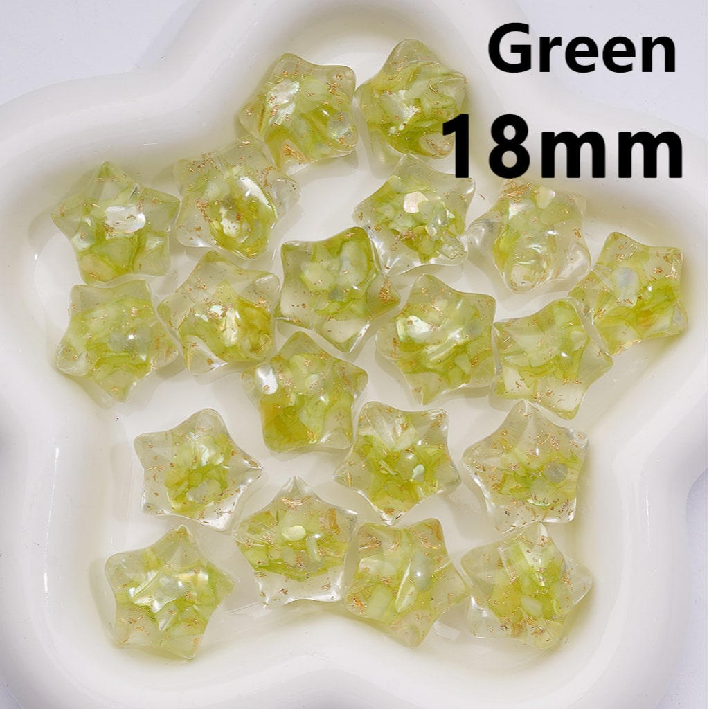 Clear Star Acrylic Beads with Gold Foil & Multicolor Shells 18MM (Single Color is available for 200pcs(Whole bag))