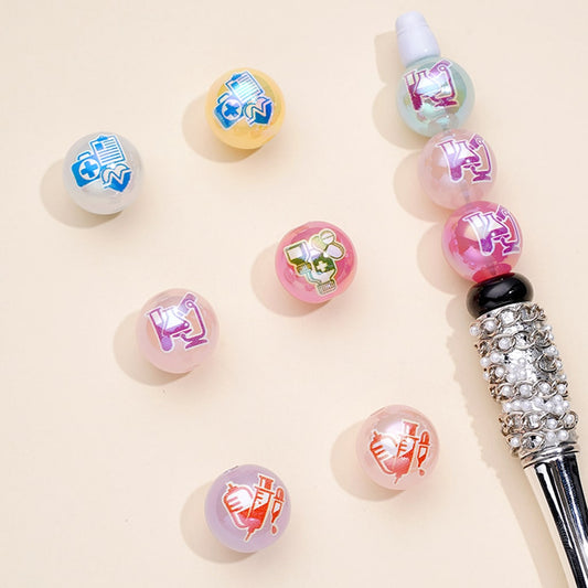 Round Hospital Doctor Health Care Jelly Color Acrylic Beads, Random Mix, 16MM