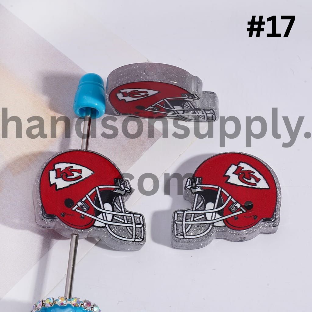 Silver Glitter USA American Football Helmet Shape Acrylic Beads 22*26MM