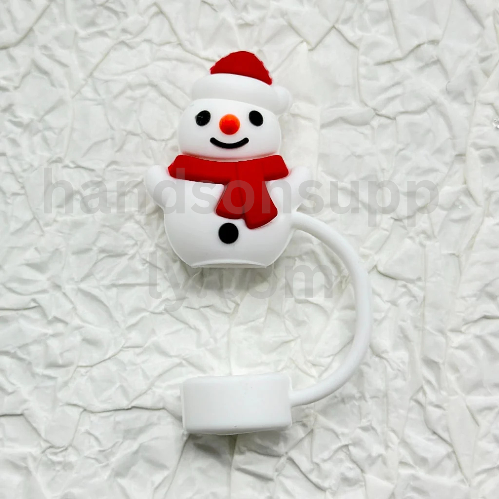 Christmas Holiday Cup Accessories in Food Grade Material Silicone Straw Toppers