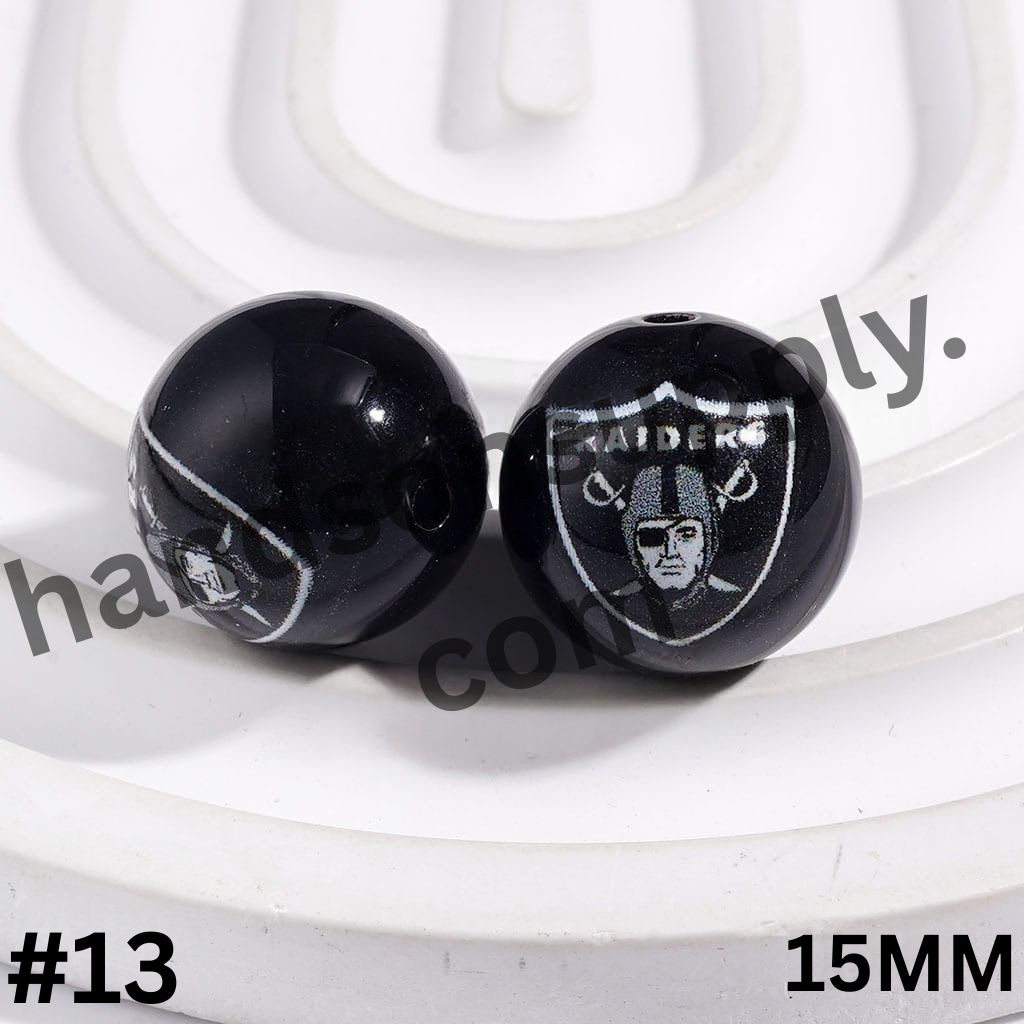 American Football Team Acrylic Beads for Bracelets, 15MM