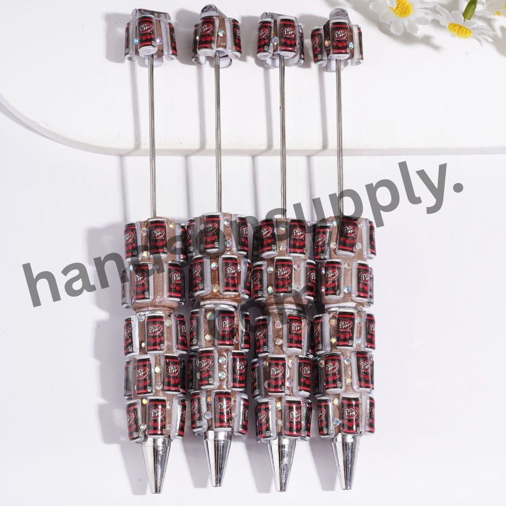 Soda Drinking Can Beadable Clay Pen with AB Rhinestone