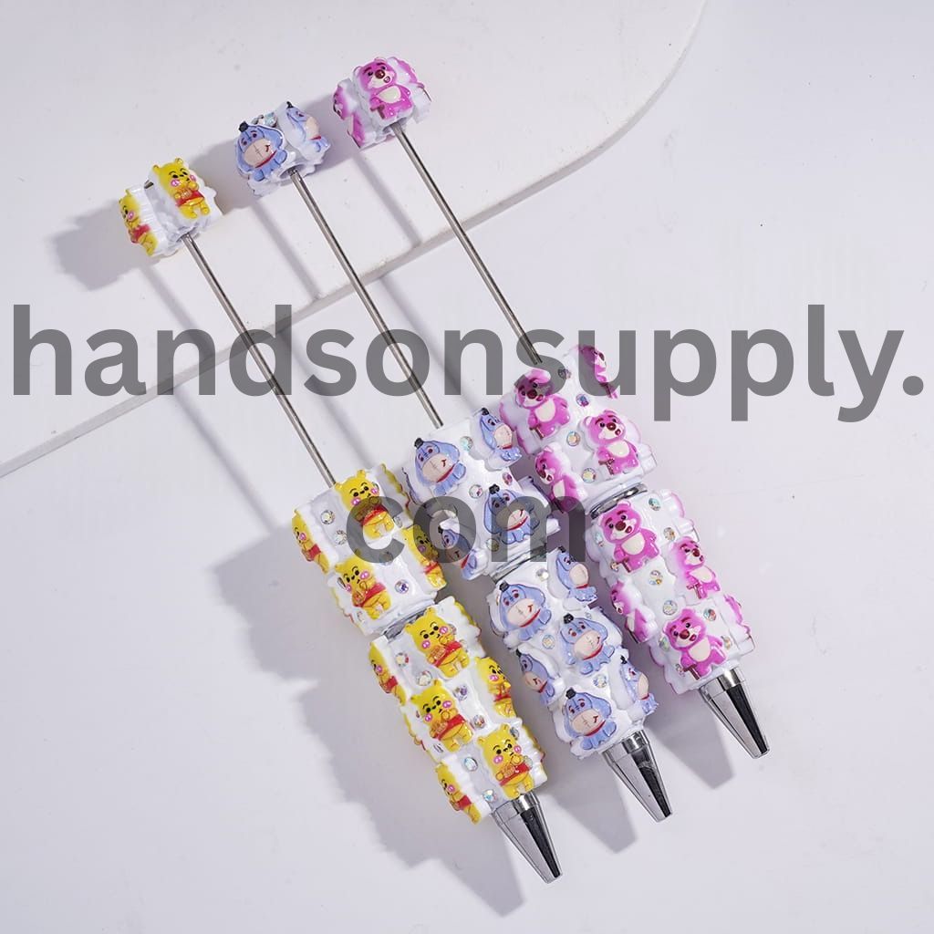 Cute Animal Character with AB Rhinestones Beadable Clay Pens Random Mix