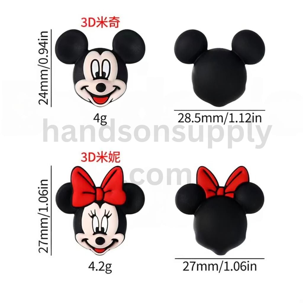 Cute Disne Micke & Minie Mouse Head Silicone Focal Beads