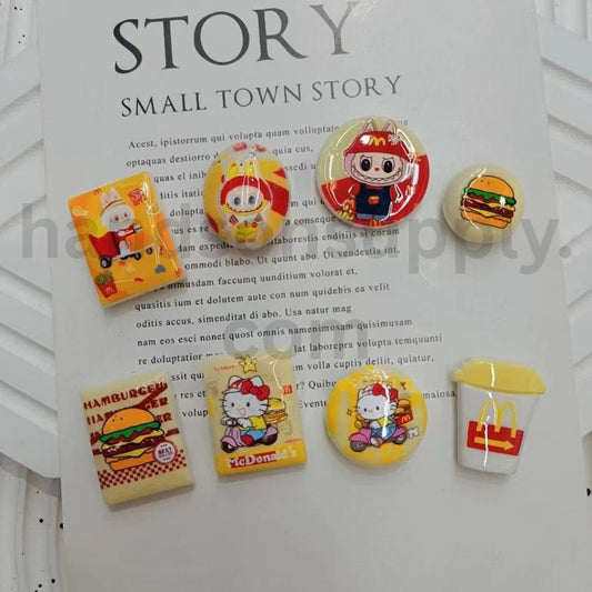 Cute McDonald's Fast Food Theme with Labubu & Hello Kitty Acrylic Beads Random Mix