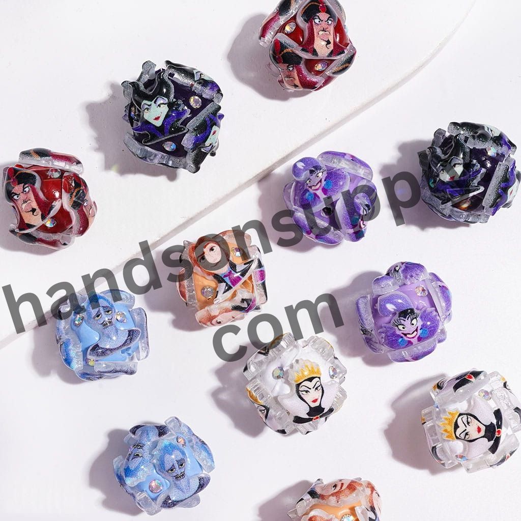 Gothic Fairy Tale Villain Character Series and Sparkling AB Rhinestones Clay Beads, 20MM Random Mix