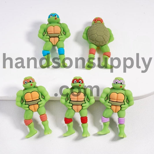 3D Green Tortoise Character in Assorted Colors with Eye Mask & Knee Pads Silicone Focal Beads