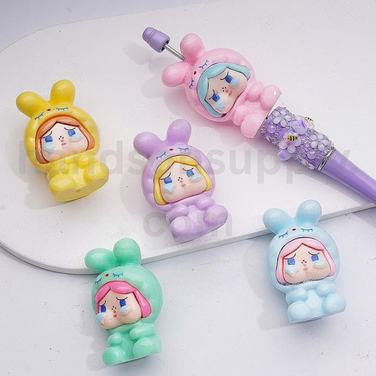 Cute Crybab Bunn Po Bea Po Mar Pendants Pen Topper Acrylic Beads, 47*31MM, Random Mix