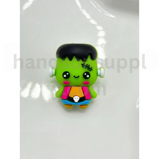 3D Frankenstein Baby Green Character Silicone Focal Beads with Three-Part Mold Design