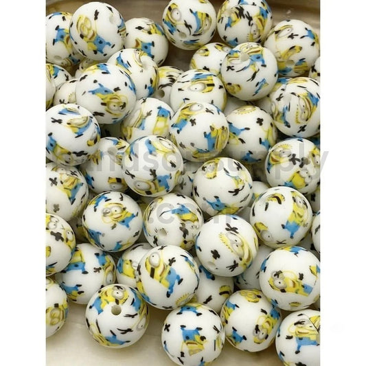 Mini Yellow Banana Fun Cartoon Design Printed Silicone Beads Number 440