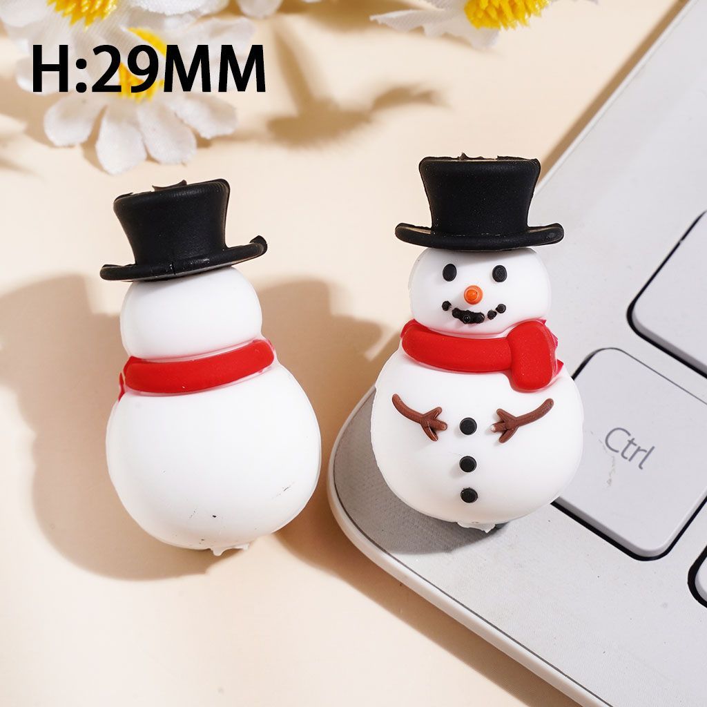 3D Charming Snowman with Black Top Hat & Assorted Color Scarves, Silicone Focal Beads