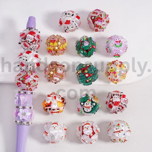 Christmas Icons & Sanrio Characters Santa, Snowman, Christmas Hat Socks Elk Snowman Christmas Tree, Pochacco Cinnamonrol Pom Pom Puri AB Rhinestones & More 20mm Clay Beads