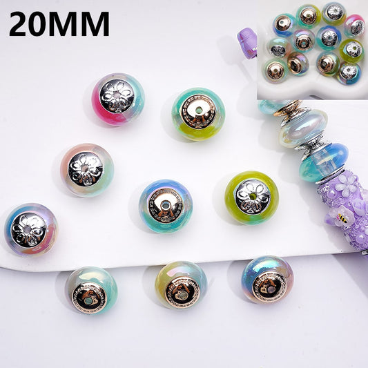 Abacus Shape with Color-Changing Finish & Metal Spacers 20MM, Random Mix Acrylic Beads