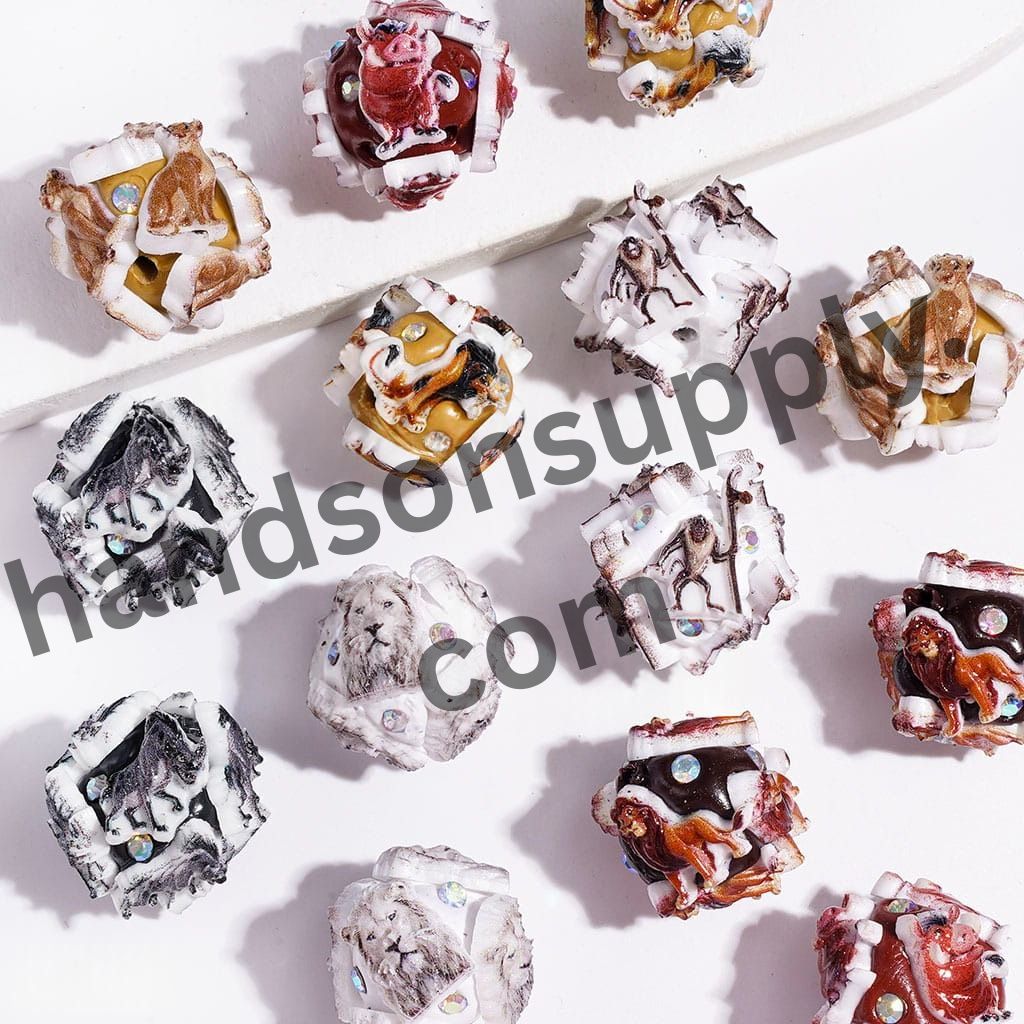 Iconic Lion Leader Character Series with Sparkling AB Rhinestones Clay Beads, 20MM, Random Mix
