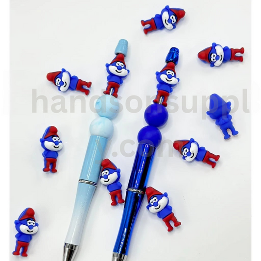 Vintage Papa Smur Cartoon 3D Blue Silicone Focal Beads