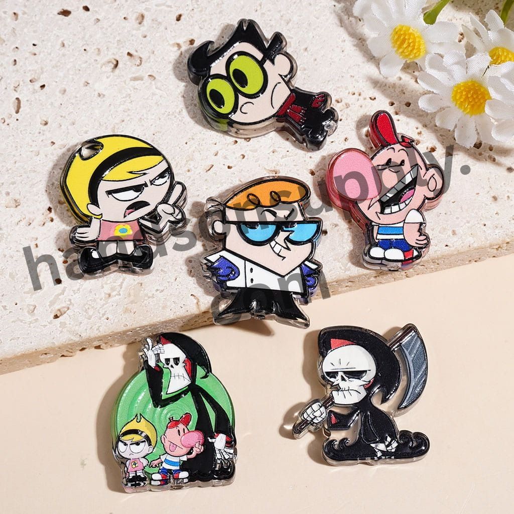 Cartoon Network Characters Acrylic Beads, Dexter, Buttercup & Billy Design, Assorted Shapes, Random Mix