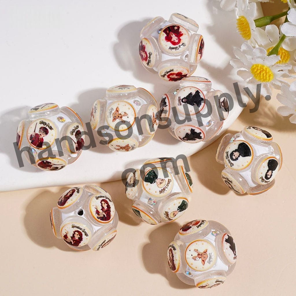 Classic Princess, Wizard & Boy Character Series Clay Beads with AB Rhinestones, 20MM, Assorted Designs, Random Mix