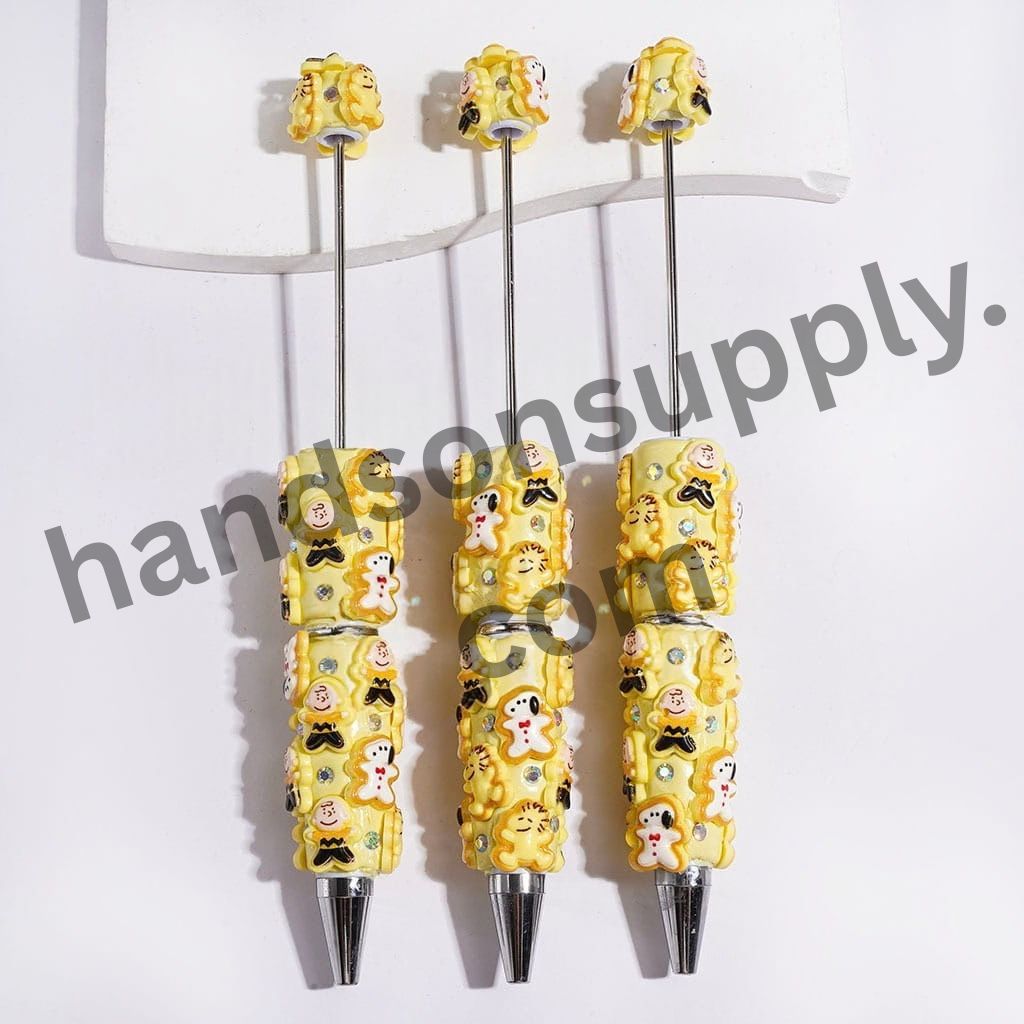 Funny Dog & Bald Boy Character with Sparkling AB Rhinestone Beadable Clay Pens