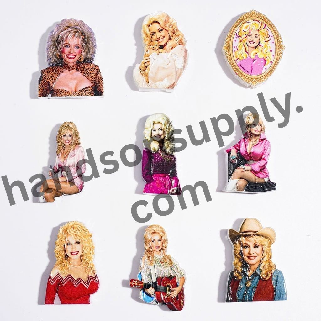 Golden-Haired American Country Music Songstress Character Acrylic Beads, Assorted Designs, Random Mix