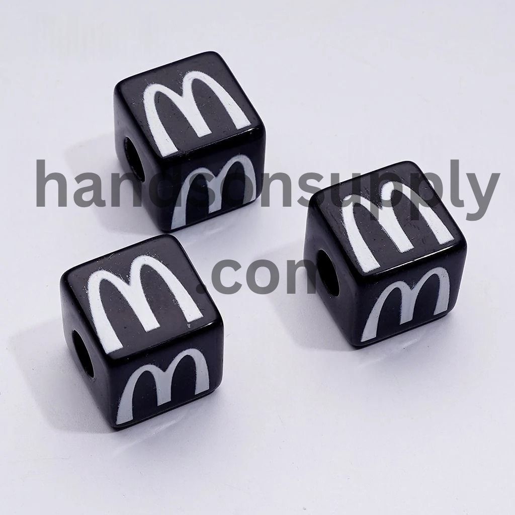 Multi-Color McDonal Series Square Cube Cute Acrylic Beads, Around 16MM
