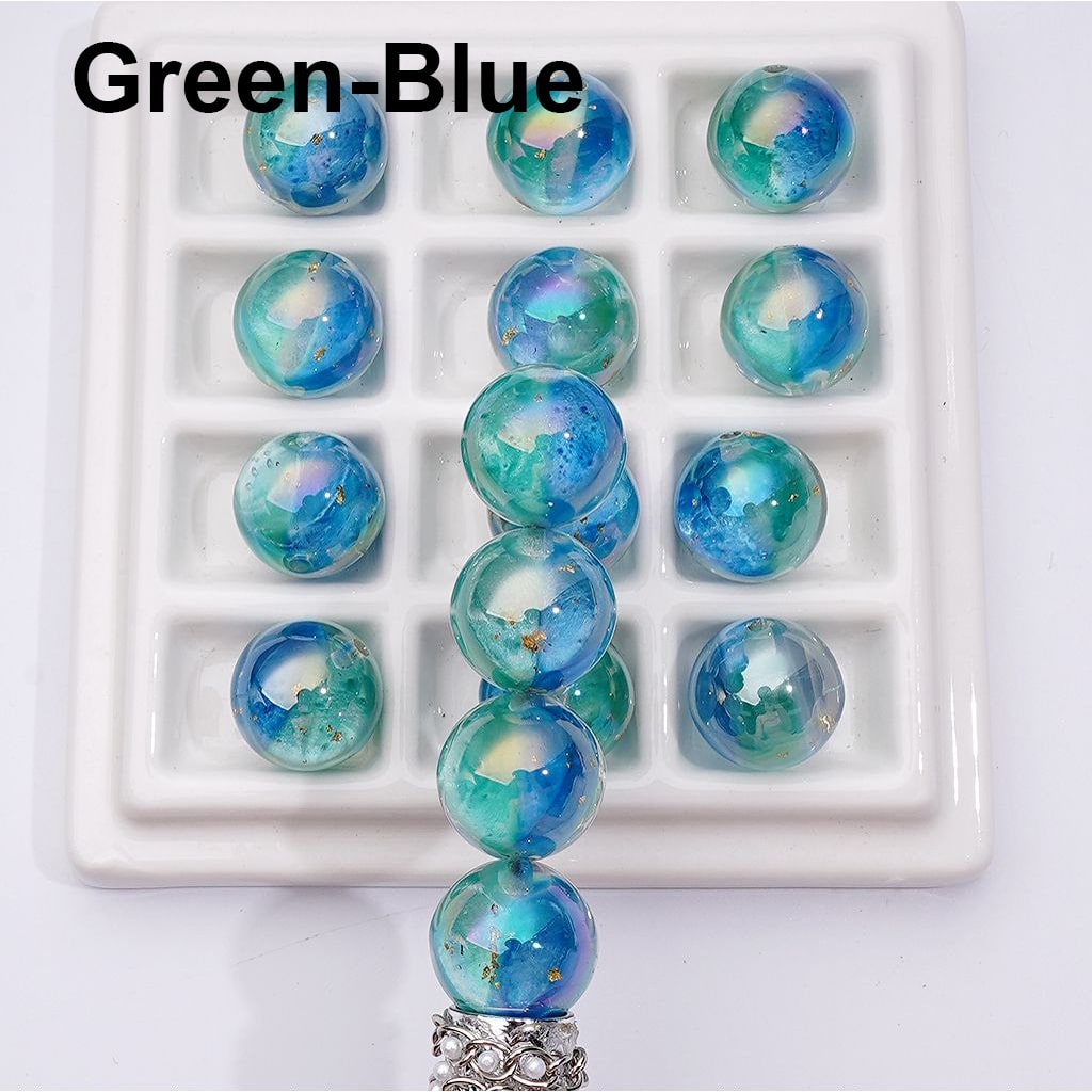 Double Color Resin Heart Beads with Gold Foil Clear Round Acrylic Design, Random Mix, 16MM