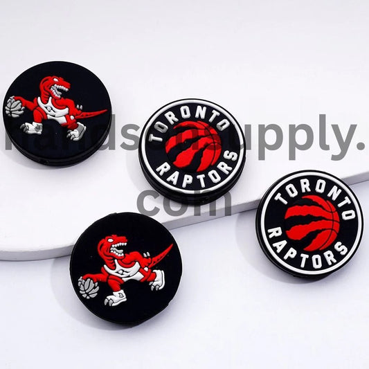 Round NBA Basketball Team Toronto Rapto Silicone Focal Beads