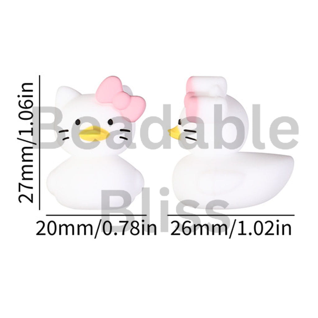 3D Silicone Focal Beads Cute Cat Characters in Duck Style