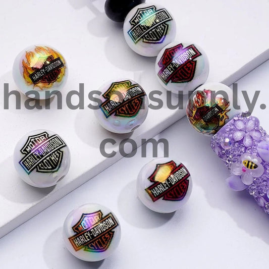 White Round UV Coating Motor Cycle Clothes Acrylic Beads, 16MM, Random Mix