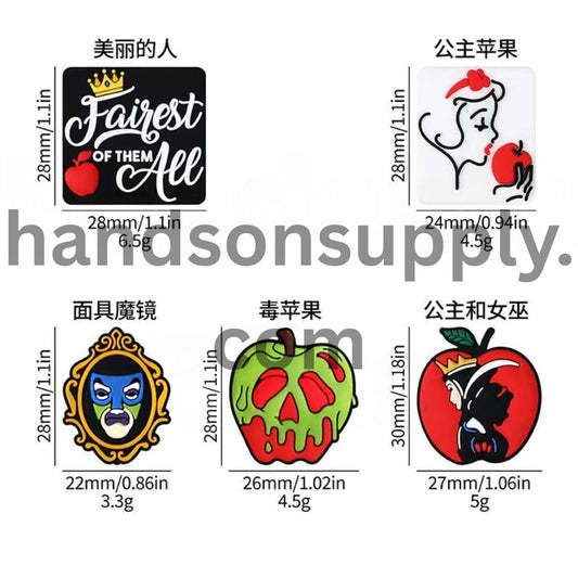 All Castle Belle Poisonous Apples Villains Fairest of Mask Magic Mirror Witch Silicone Focal Beads