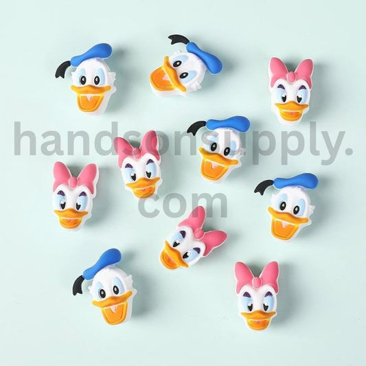 3D Donald & Daisy Duck Disney Cartoon Heads Silicone Focal Beads