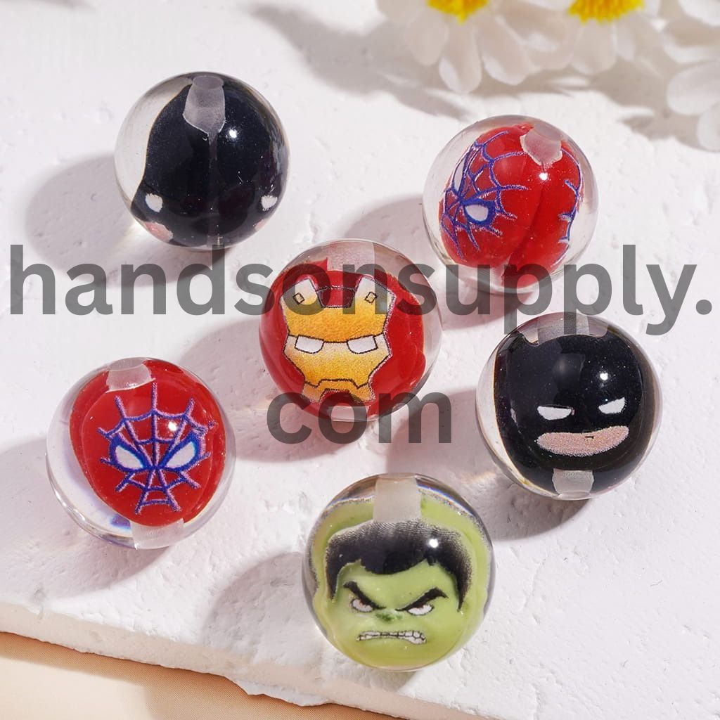 Classic Strong Character Figure Embedded Inside Acrylic Bracelet Beads for Bracelets 16MM