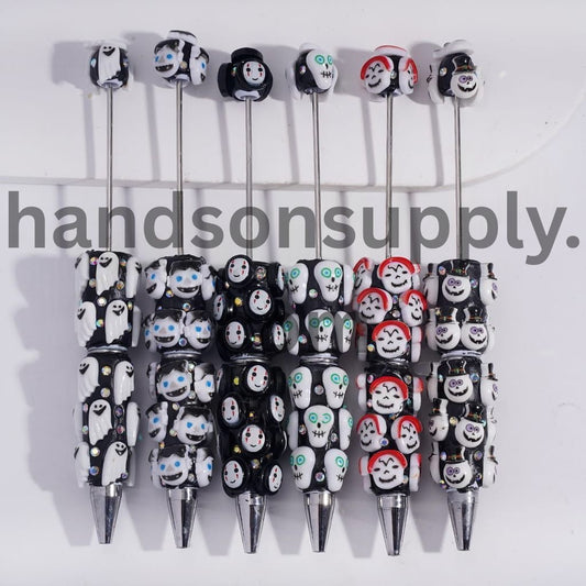 Halloween Skull & Ghost with AB Rhinestones Beadable Clay Pens Random Mix