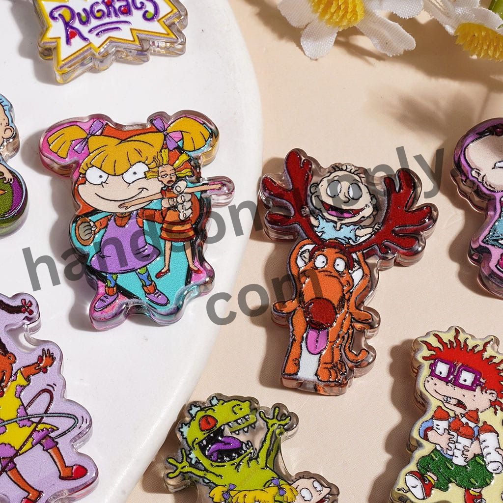 Cute Naughty Kids Character Semi-Clear Acrylic Beads, Various Styles, Random Mix