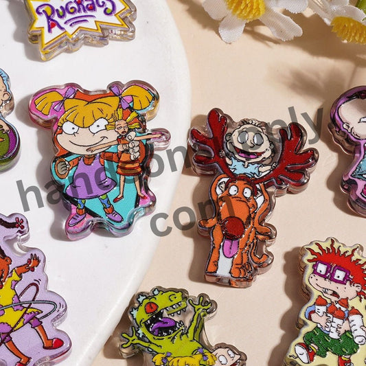 Cute Naughty Kids Character Semi-Clear Acrylic Beads, Various Styles, Random Mix