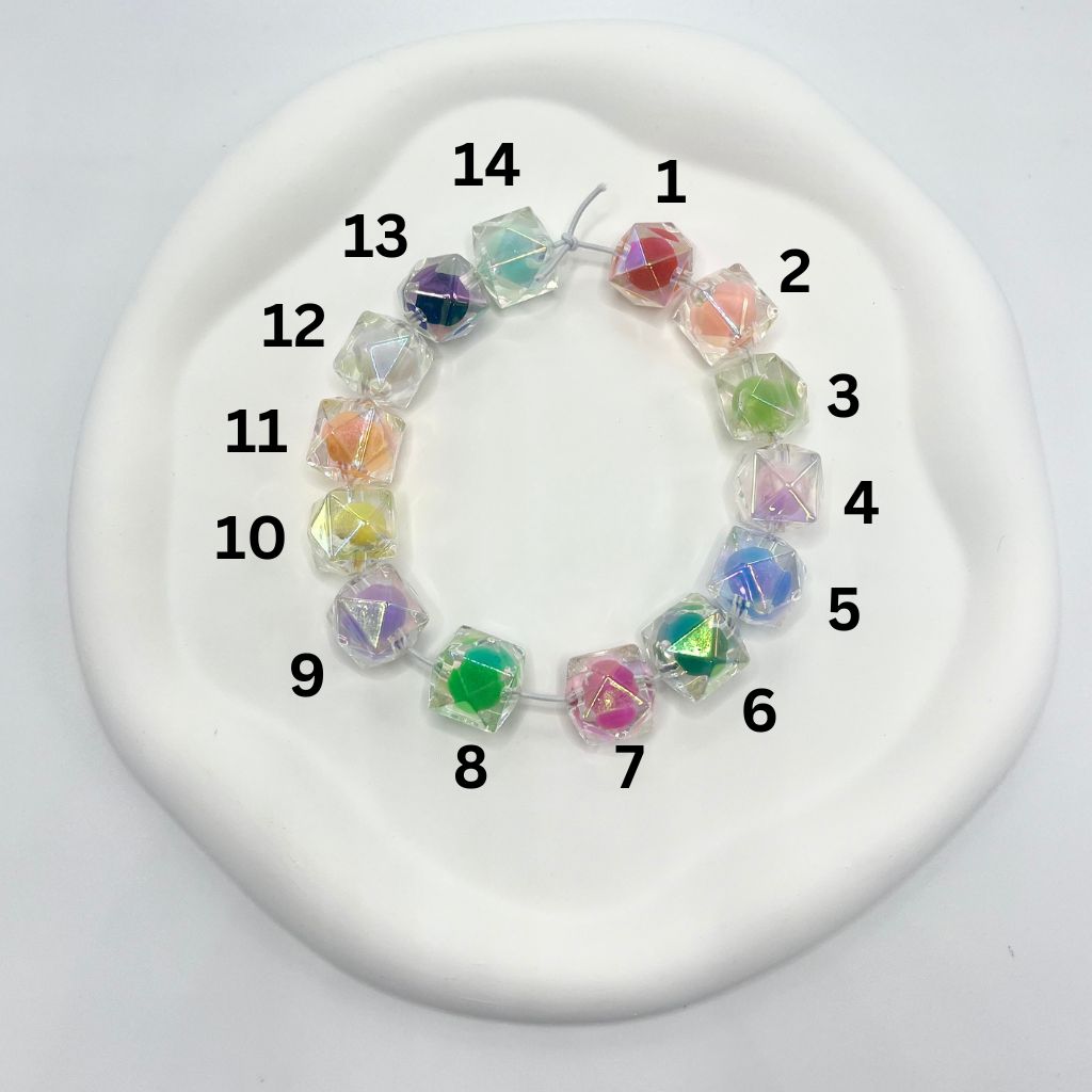 UV Finish Clear Hexagon Shape Double Layer Acrylic Beads, 16mm,TT