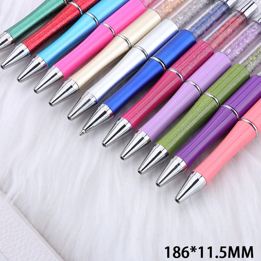 Sparkling Shimmer Crystal with Transparent Tube DIY Plastic Beaded Pens, Length 186MM, Multi-Color