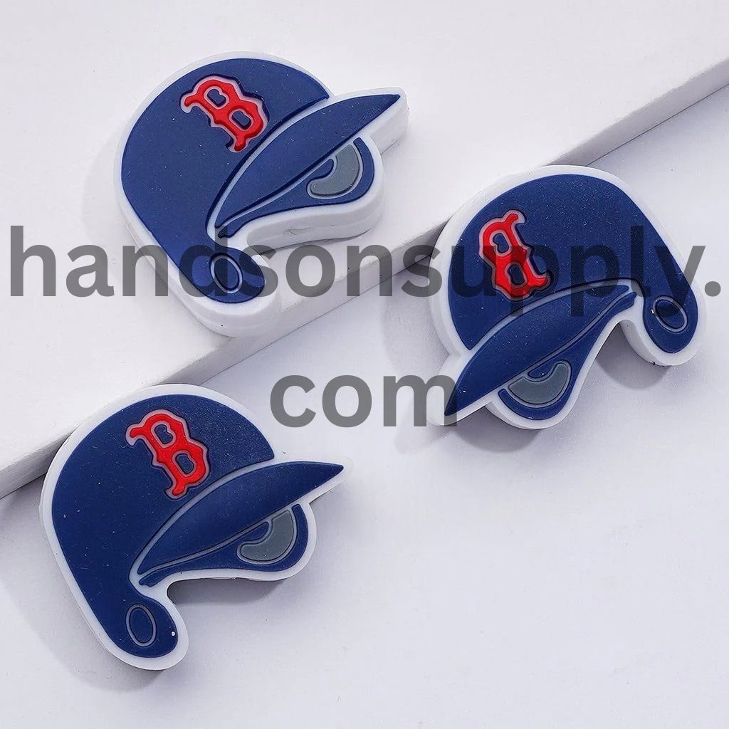 Boston Red So Team Baseball Cap Hat Silicone Focal Beads